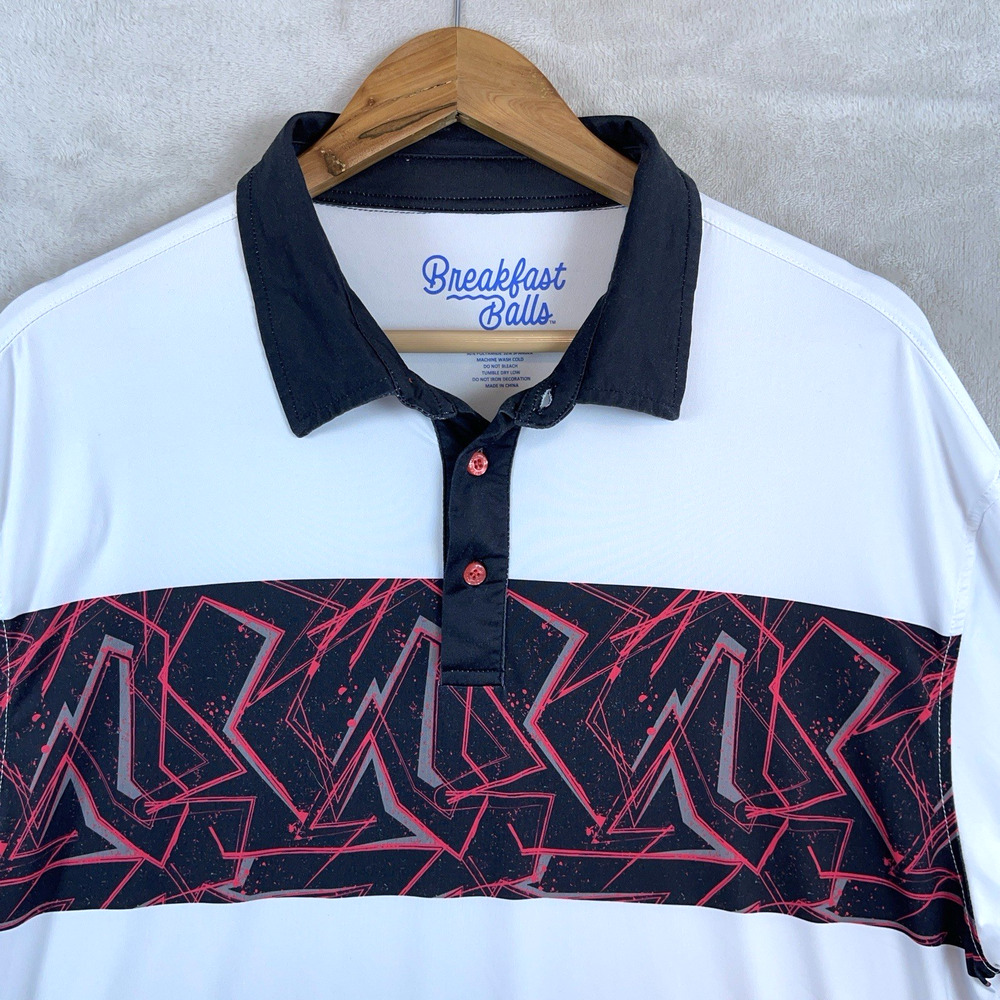 RSVLTS Breakfast Balls Polo Men's Lge The Tour Bacon Patch Performance Golfcore